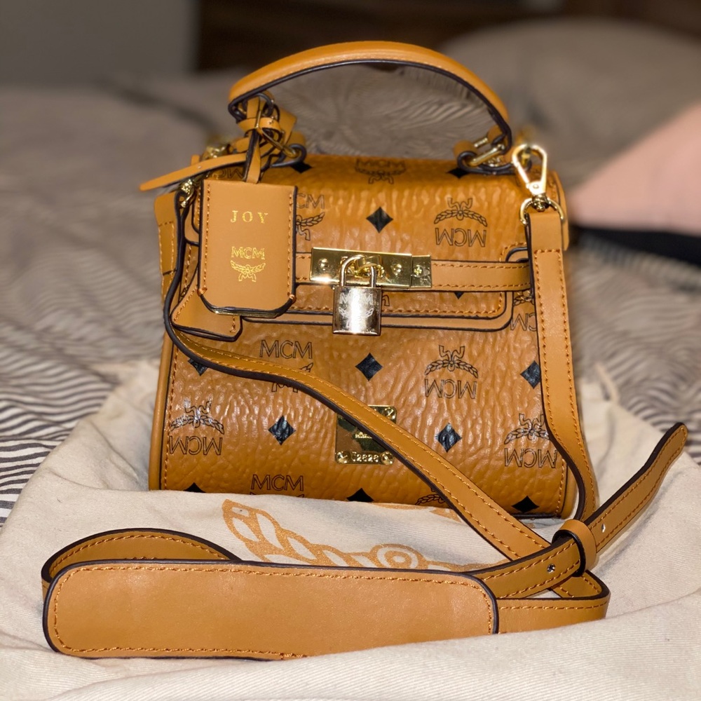MCM Visetos X-Mini Heritage Bag Cognac